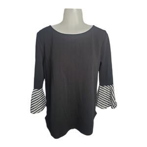 🆓 FREE Ann Taylor Factory black/white 3/4 trumpet sleeve striped blouse Medium